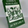 Comme il Vous Plaira - As You Like It French English Bilingual Edition Front
